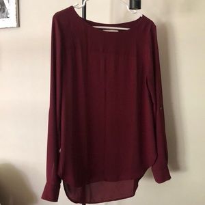 Burgundy semi-professional blouse/top (S), LOFT.